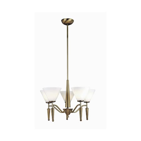 Lite Source 5-Lite Ceiling Lamp Bronze W/White Glass 60Wx5/B Type LS-10325BRZ/WHT